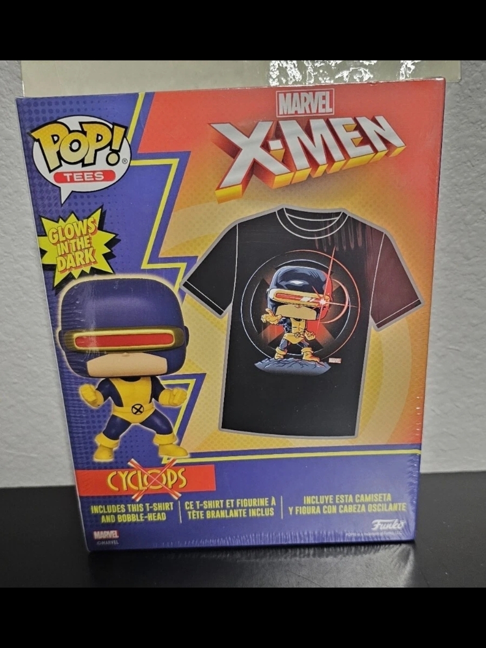 Marvel X-Men Cyclops Unisex Black Tee - Pop! Tees Size Large